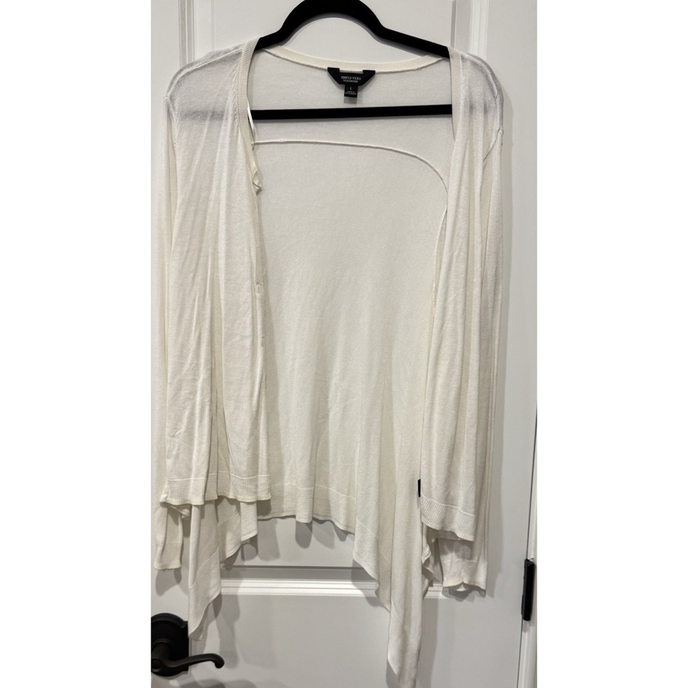 Simply Vera Vera Wang Cream Lightweight Cardigan Sweater Women's Large